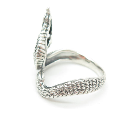 925 Sterling Silver Vintage Real Red Garnet Gemstone Dragon Ring Size 10