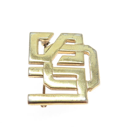 925 Sterling Silver Gold Plated Vintage USO United Service Organization Brooch