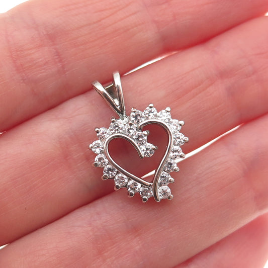Ross Simons 925 Sterling Silver Round-Cut C Z Heart Mini Charm Pendant