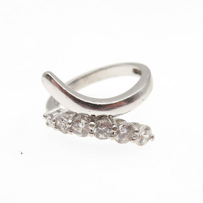 925 Sterling Silver Round-Cut C Z Bypass Ring Size 5