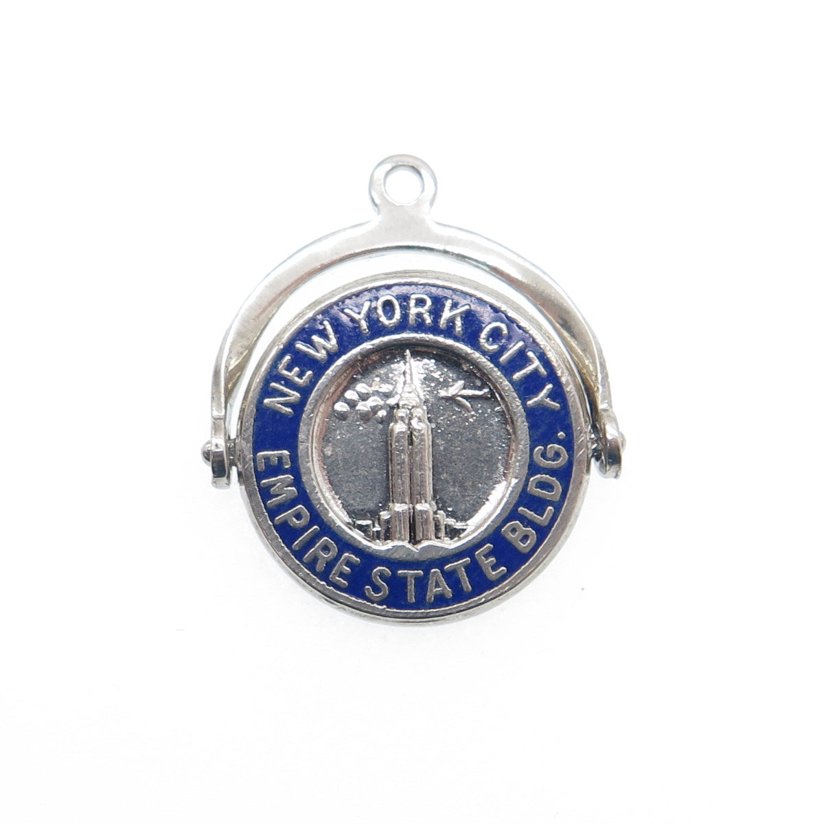 FRENCH & FRANKLIN 925 Sterling Silver Vintage NY Empire State Minimalist Pendant