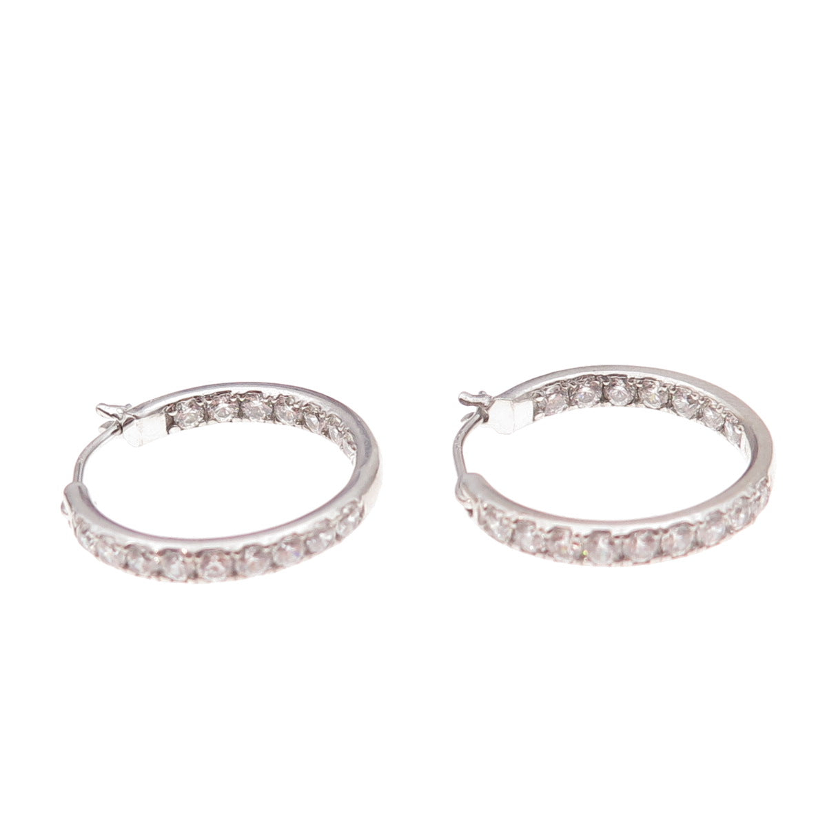 Kiera 925 Sterling Silver Round-Cut C Z In & Out Hoop Earrings