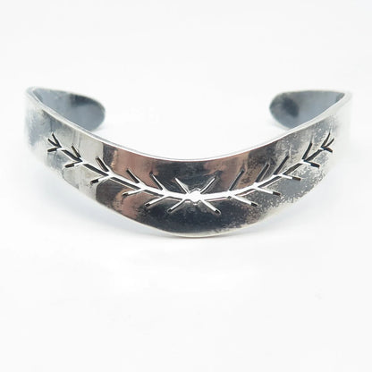 925 Sterling Silver Vintage Mexico Cutout Adjustable Cuff Bracelet 7"