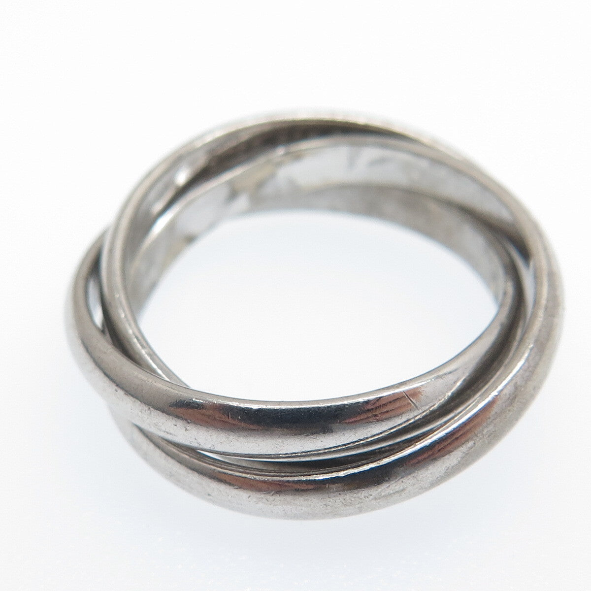 SETA 925 Sterling Silver Vintage Trinity Band Oxidized Ring Size 5.75