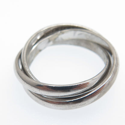 SETA 925 Sterling Silver Vintage Trinity Band Oxidized Ring Size 5.75