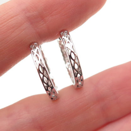 925 Sterling Silver Real Round-Cut Moissanite Hoop Earrings