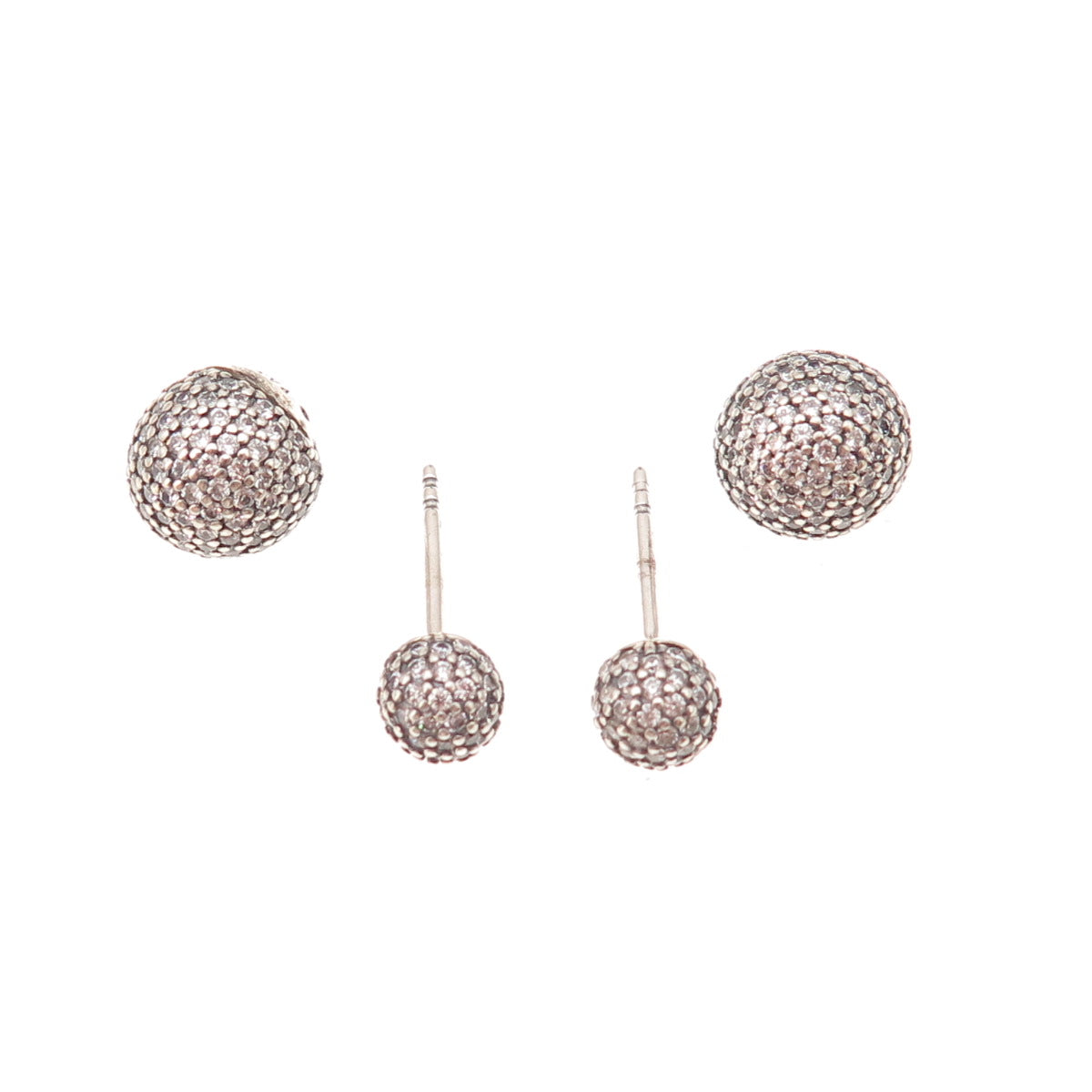 Pandora 925 Sterling Silver Round-Cut C Z Ball Stud Earrings
