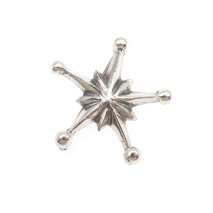 Old Pawn Sterling Silver Vintage Southwestern Star Oxidized Tribal Pin Brooch