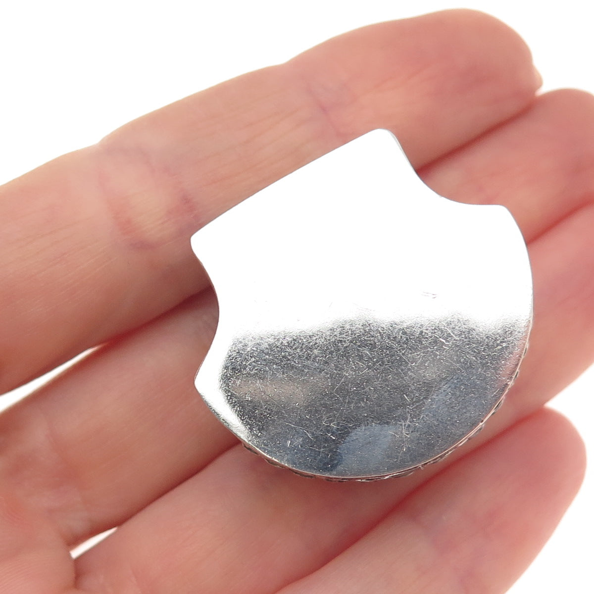 925 Sterling Silver Vintage Seashell Oxidized Pill / Snuff Box
