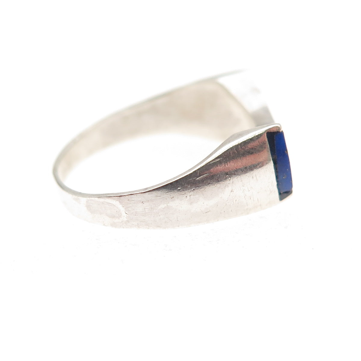 925 Sterling Silver Vintage Real Lapis Modernist Bow Ring Size 4.5