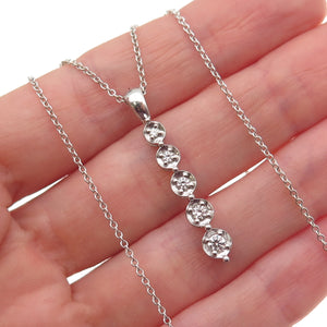 925 Sterling Silver Round-Cut C Z Graduated Drop Cable Chain Necklace 18"