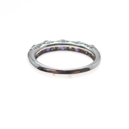 JOSEPH ESPOSITO 925 Sterling Silver Purple & White C Z Ring Size 7.25