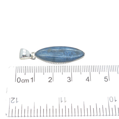 925 Sterling Silver Vintage Real Marquise-Cut Kyanite Modernist Pendant