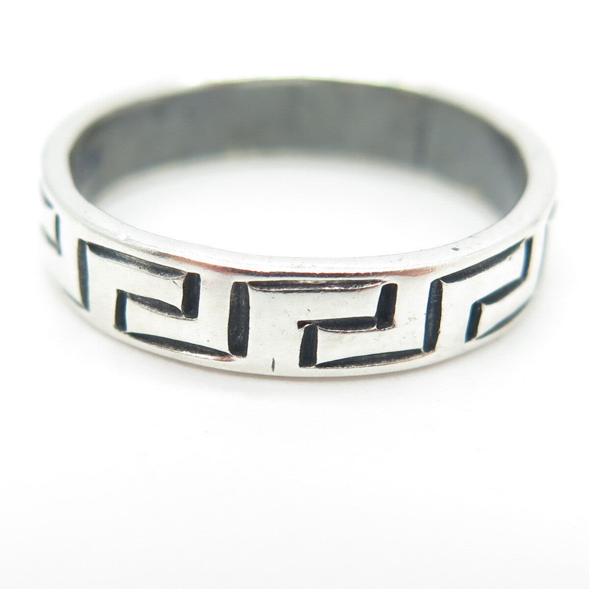 925 Sterling Silver Vintage Mexico Tribal Maze Band Ring Size 8.5