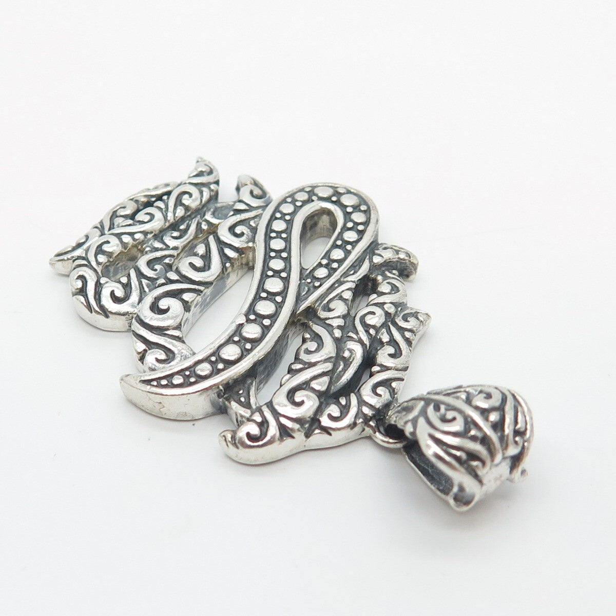 925 Sterling Silver Vintage Ornate Abstract Pendant