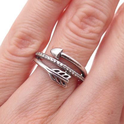 Pandora 925 Sterling Silver Round-Cut C Z Loved Sparkling Arrow Ring Size 5.25