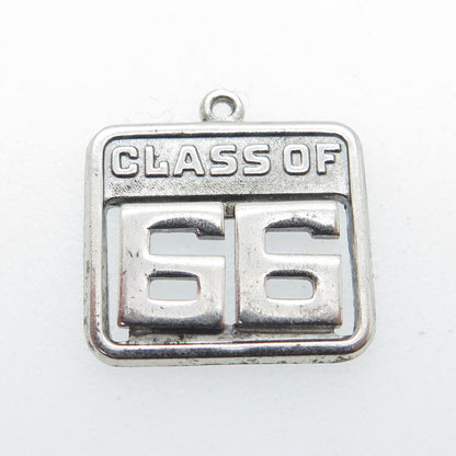 WELLS 925 Sterling Silver Vintage "Class of 1966" Charm Pendant
