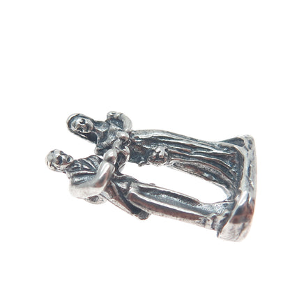 GRIFFITH & SONS CO 925 Sterling Silver Vintage Wedding Oxidized Slide Pendant