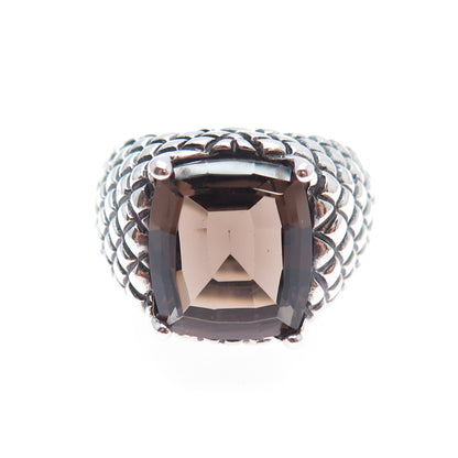 CHATEAU D'ARGENT 925 Sterling Vintage Real Smoky Quartz Dragon Skin Ring Size 9