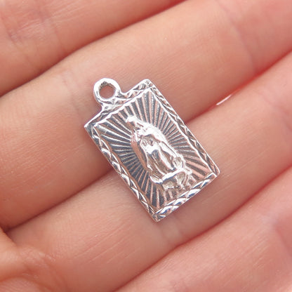 925 Sterling Silver Vintage St. Mary Miraculous Religious Minimalist Pendant