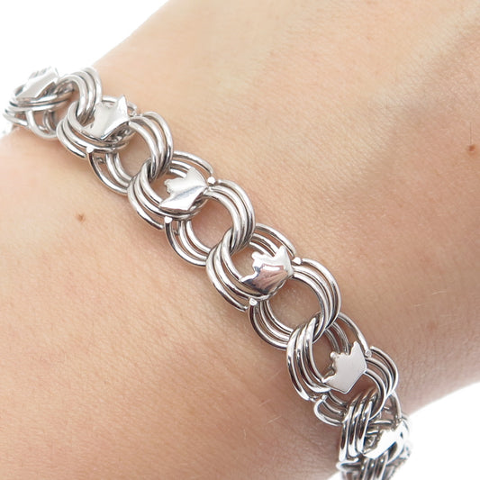 AMERICAN 925 Sterling Silver Antique Art Deco Bismark Link Bracelet 7"