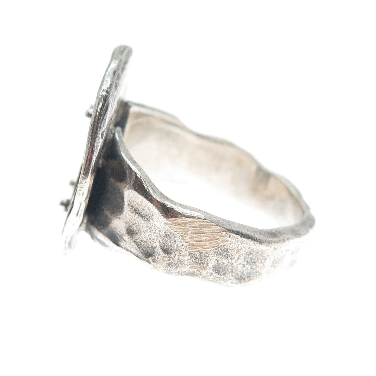 WAXING POETIC Sterling Silver 2-Tone Vintage Letter "R" Hammered Ring Size 8.25