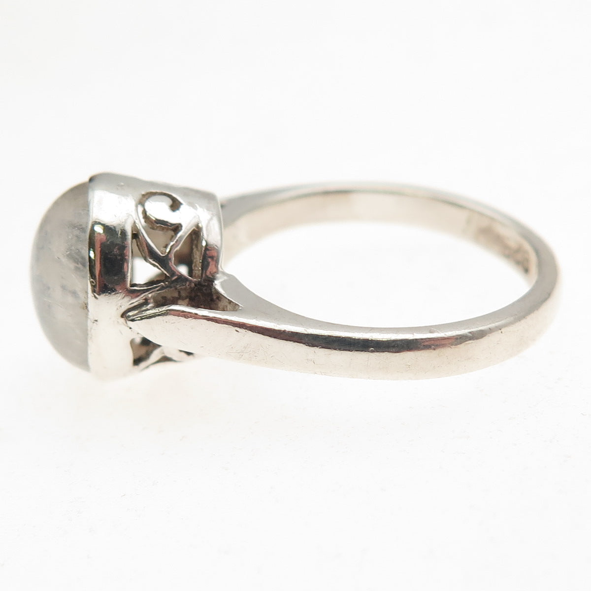 925 Sterling Silver Vintage Real Moonstone Oxidized Ring Size 6.25