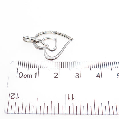 CHARLES WINSTON 925 Sterling Silver Round-Cut C Z Heart Charm Pendant
