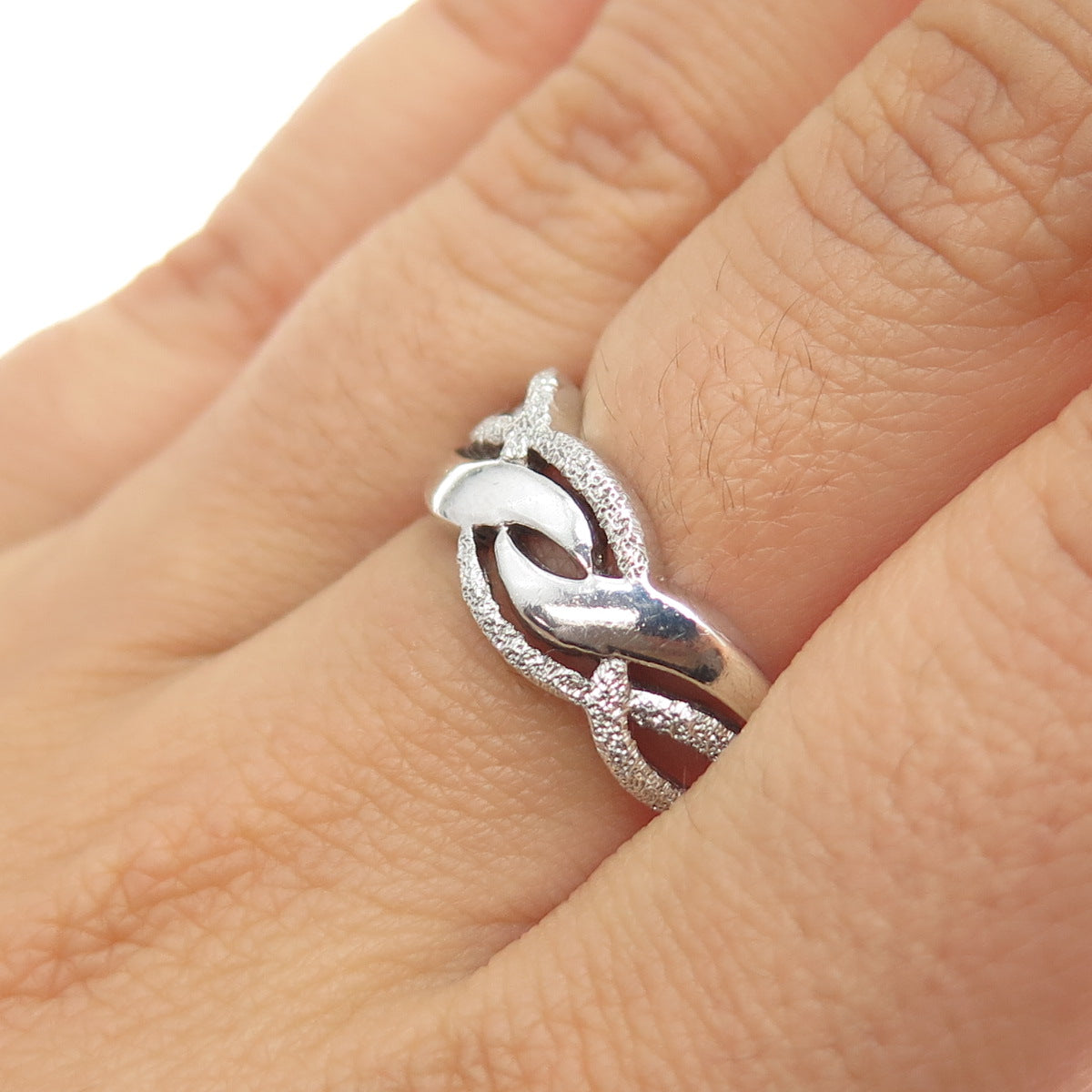 925 Sterling Silver Vintage Braided Ring Size 8