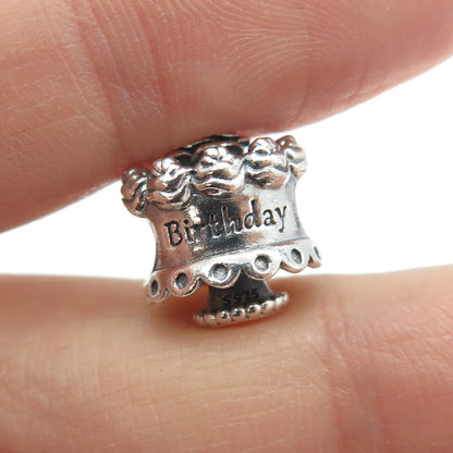 PANDORA 925 Sterling Silver "Happy Birthday" Floral Bead Charm