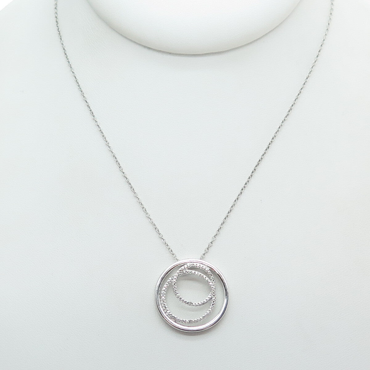 JANE SAYMOUR 925 Sterling Silver Diamond Circle of Life Cable Chain Necklace 18"