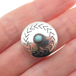 Old Pawn 925 Sterling Silver Vintage Turquoise Snake Eye Concho Clip Button