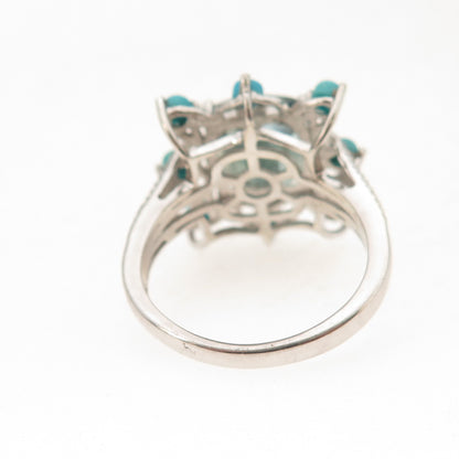 Chuck Clemency 925 Sterling Silver Real Aquamarine & Turquoise Ring Size 8