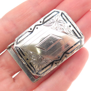 HWK Co. 925 Sterling Silver Antique Art Deco Enamel Belt Buckle