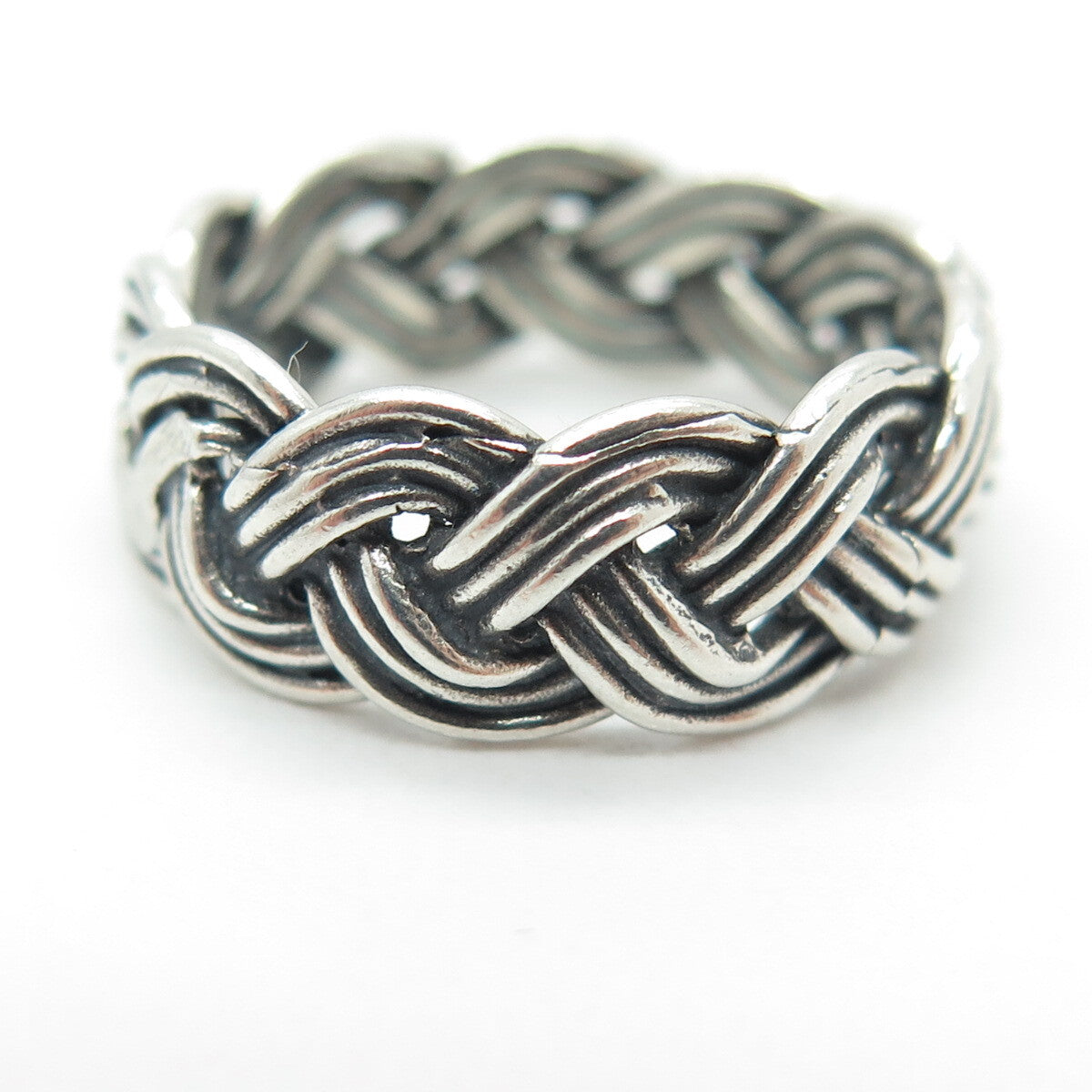 925 Sterling Silver Vintage Wicker Band Ring Size 6.75