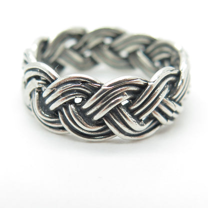 925 Sterling Silver Vintage Wicker Band Ring Size 6.75