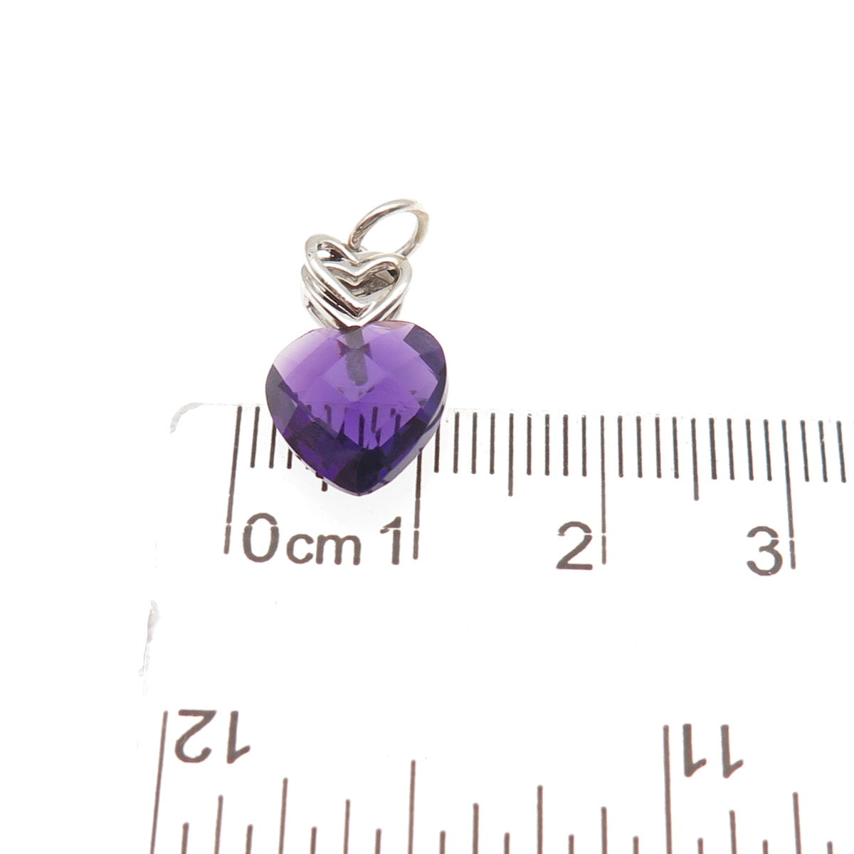 Sun 925 Sterling Silver Real Amethyst Heart Mini Charm Pendant