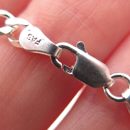 925 Sterling Silver Vintage Italy Figaro Link Bracelet 7.25"