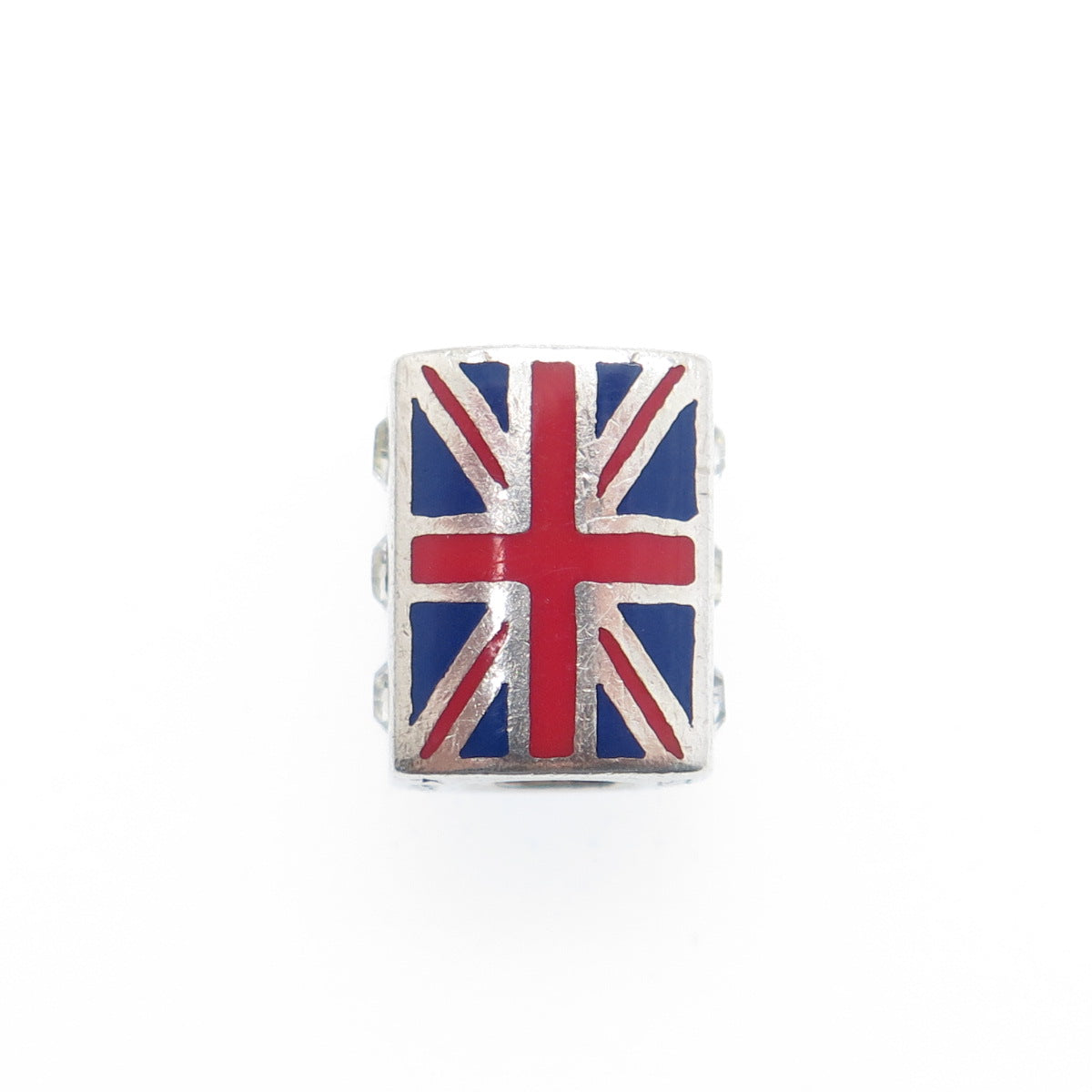 CHAMILIA & SWAROVSKI 925 Sterling Silver Enamel Crystal UK Flag Bead Charm
