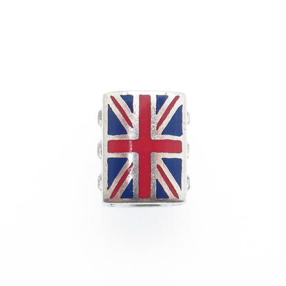 CHAMILIA & SWAROVSKI 925 Sterling Silver Enamel Crystal UK Flag Bead Charm