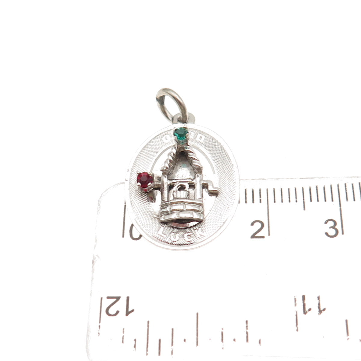 Town & Country Sterling Silver Vintage Rhinestone Good Luck Well Charm Pendant