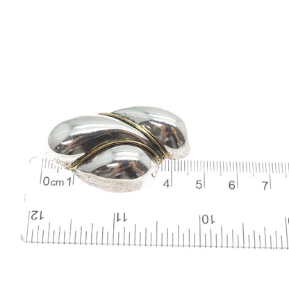 925 Sterling Silver 2-Tone Vintage Mexico Modernist Cloud Pin Brooch
