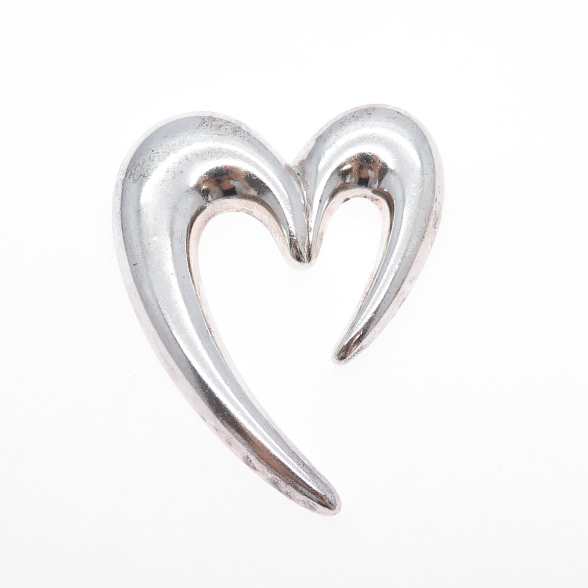 SIERRA 925 Sterling Silver Vintage Mexico Modernist Heart Pin Brooch
