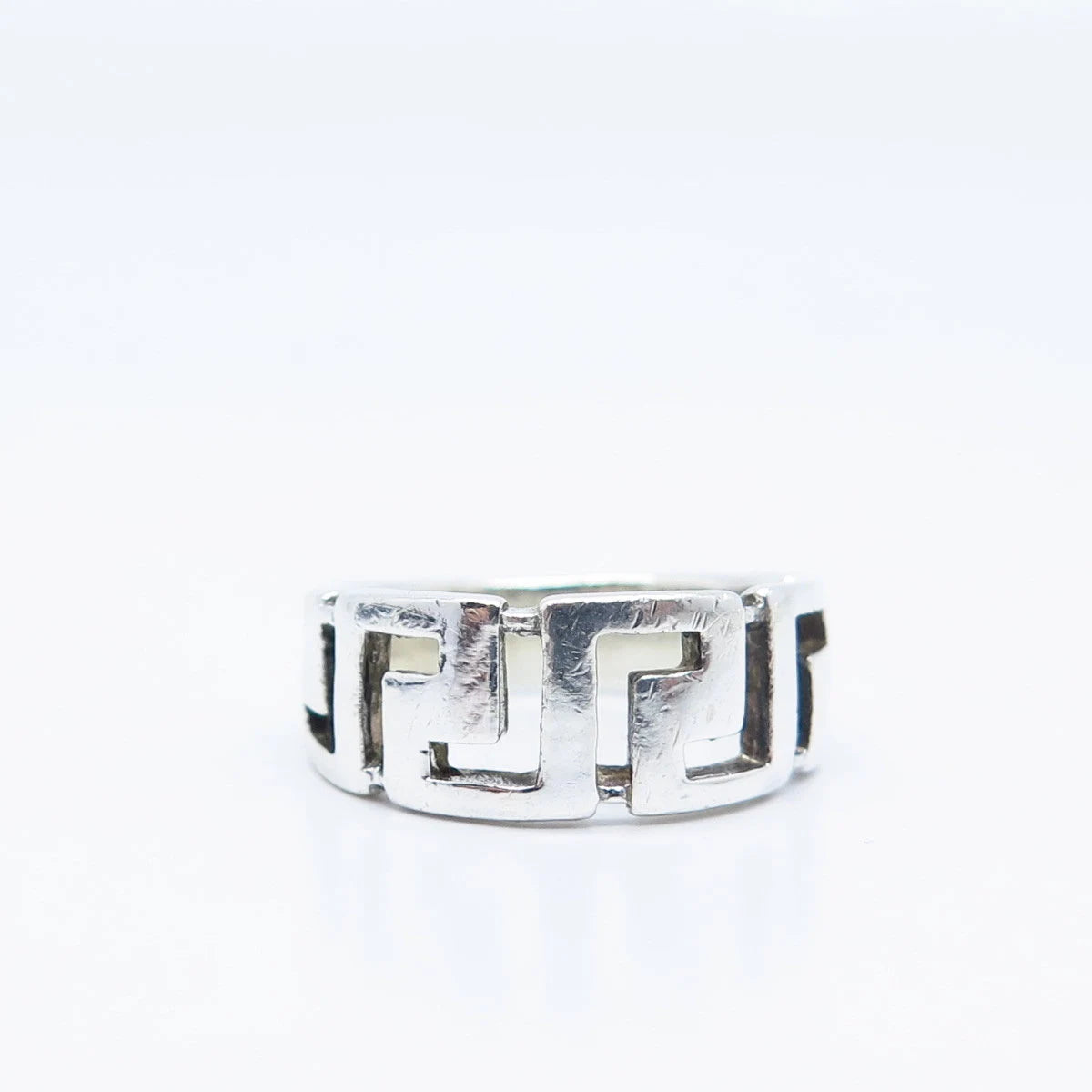 925 Sterling Silver Vintage Greek Maze Ring Size 5.75