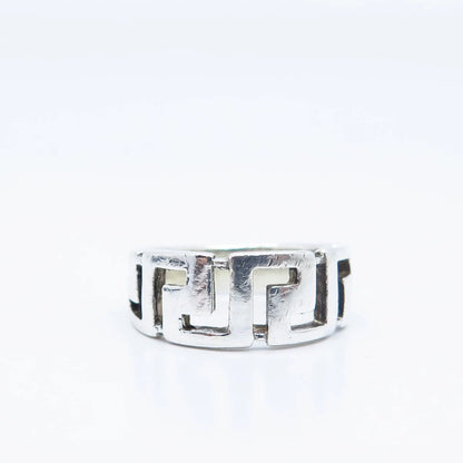 925 Sterling Silver Vintage Greek Maze Ring Size 5.75