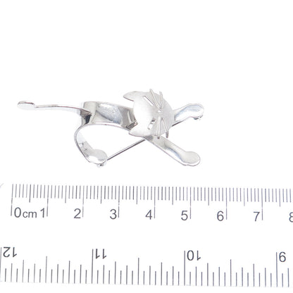 BEAU 925 Sterling Silver Vintage Stretching Cat Movable Head Pin Brooch