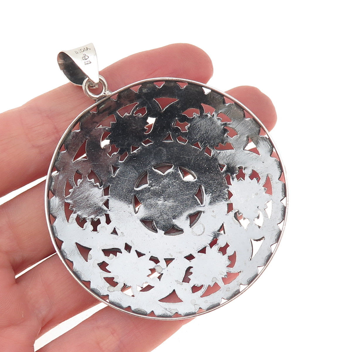 Doug Paulus 925 Sterling Silver Vintage Floral Filigree Oxidized Large Pendant