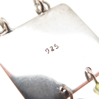925 Sterling Silver Vintage Real Iolite Peridot Sun Fish Star Chain Necklace 18"