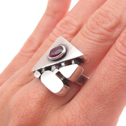 Ninos Chammo Sterling Silver Vintage Real Tourmaline Modernist Ring Size 7.25