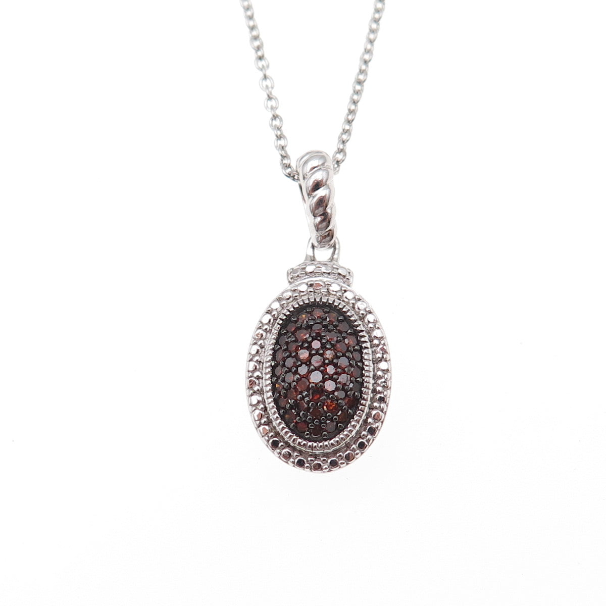 Joseph Schmid 925 Sterling Silver Real Red Diamond Cable Chain Necklace 18"